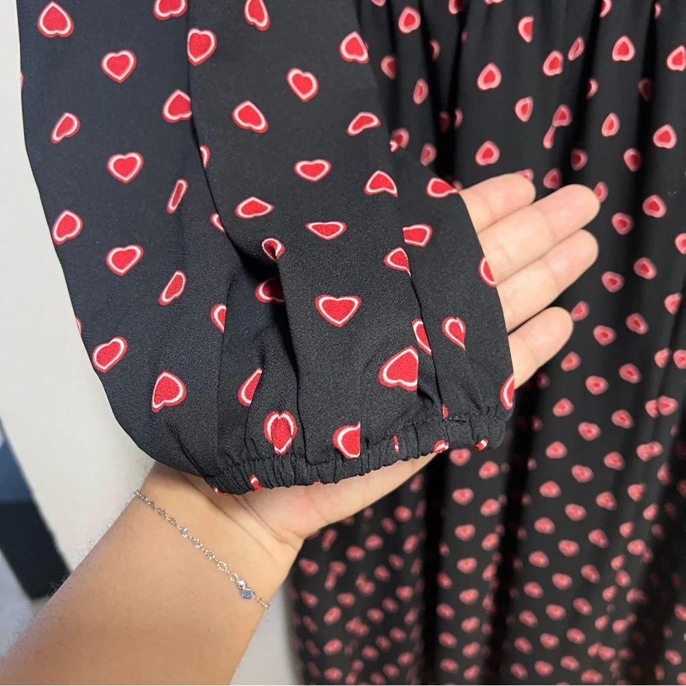 Kate Spade Heartfelt Geo Midi Dress Heart Print Size L - Picture 5 of 11